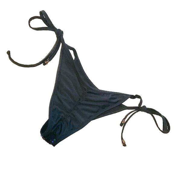 Zaful Bikini Bottoms SZ6 Green Blue Sequin Cheeky String Tie Bodybuilding Beach - Picture 2 of 2